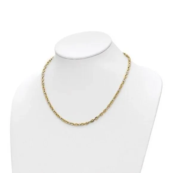 Leslie's 14K Two-tone Polished Link 18 inch Necklace Necklaces